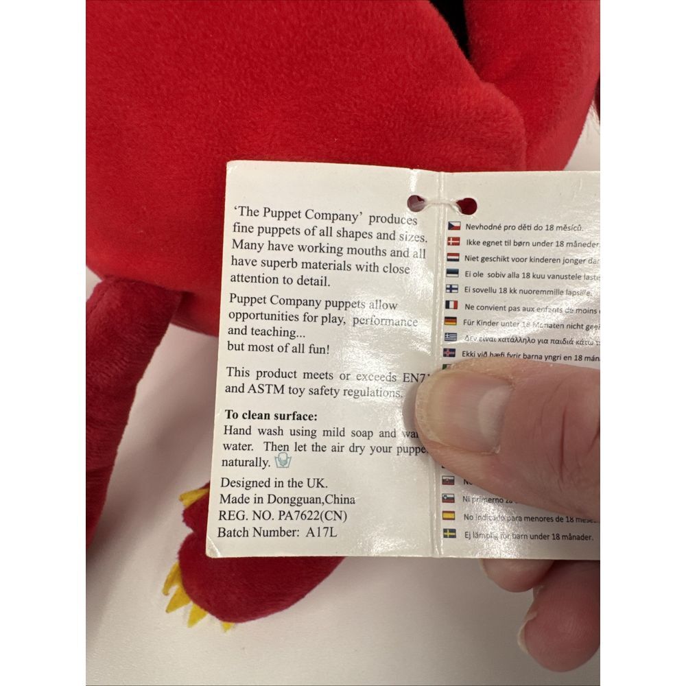 The Puppet Company  Red Baby Monster Hand‎ Puppet squeaker Big Mouth 12" NWT - Picture 4 of 5